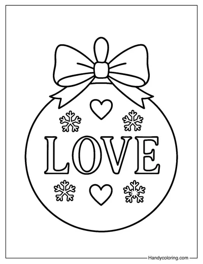 Love Christmas Ornament Coloring Page