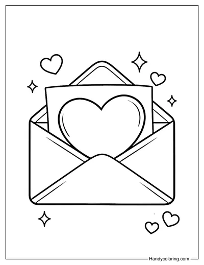 Love Letter Heart Coloring Page