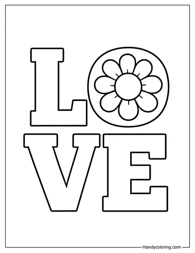 Love with Flower Coloring Page