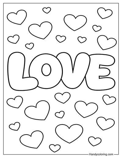 Love with Hearts Coloring Page