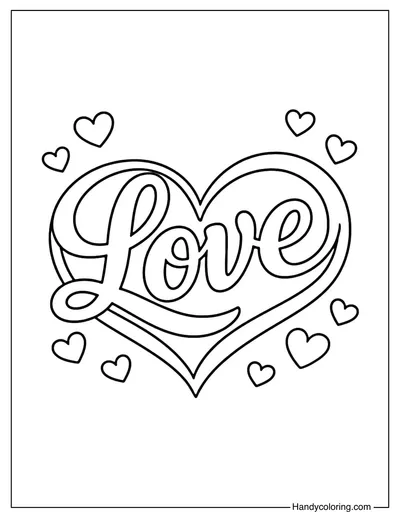 Love Word Heart Coloring Page