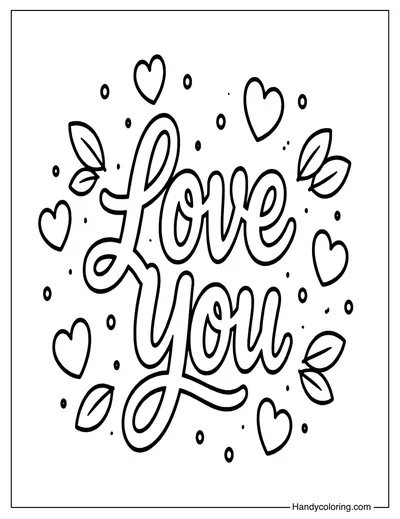 Love You Coloring Page