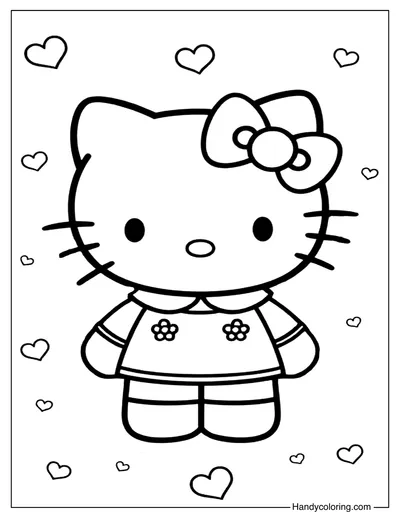 Lovely Hello Kitty Coloring Page