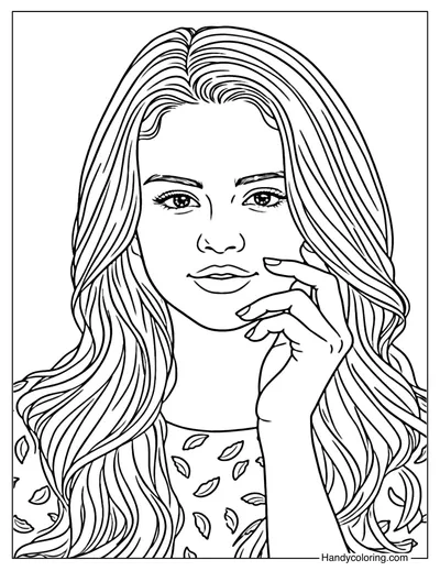 Lovely Selena Gomez Coloring Page