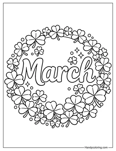 Lucky March Letters Coloring Page
