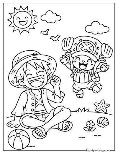 Luffy and Chopper Playing Happily