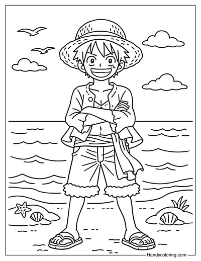 Luffy Standing In Front Of The Sea