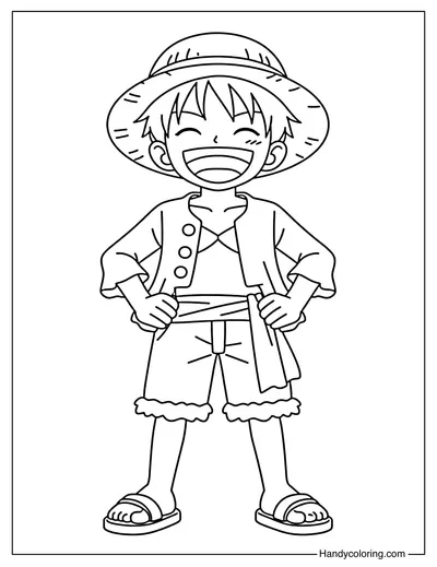 Luffy Wearing A Straw Hat and Smiling