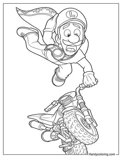 Luigi Performing a Motorcycle Stunt