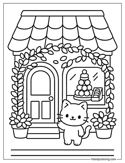 Macaron Tower Bakery Coloring Page
