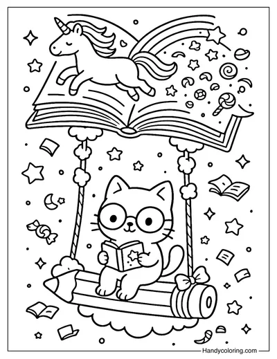 Magic Book Swing Coloring Page