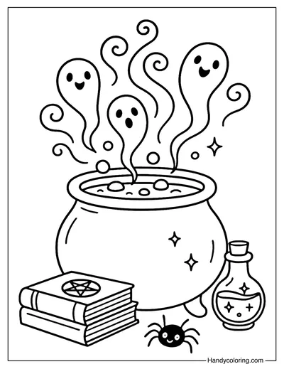 Magic Cauldron Coloring Page