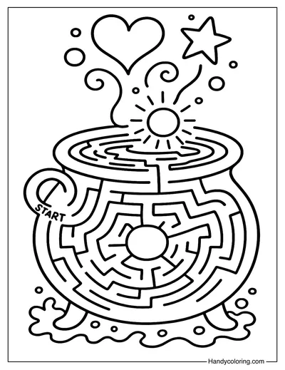 Magic Cauldron Maze Coloring Page