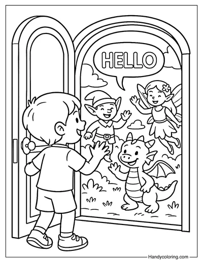 Magic Door Hello Adventure Coloring Page