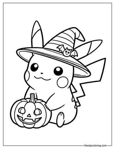 Magic Hat Pikachu Coloring Page