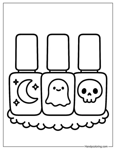 Magic Nail Polish Trio Coloring Page