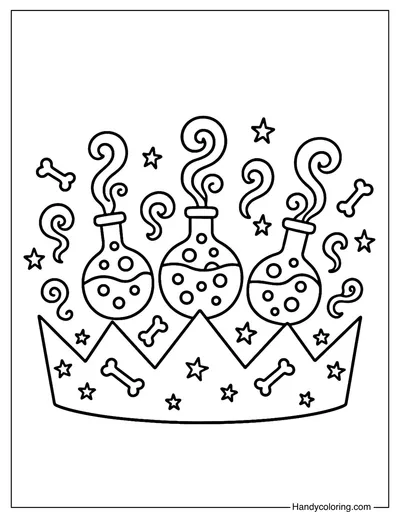 Magic Potion Crown Coloring Page