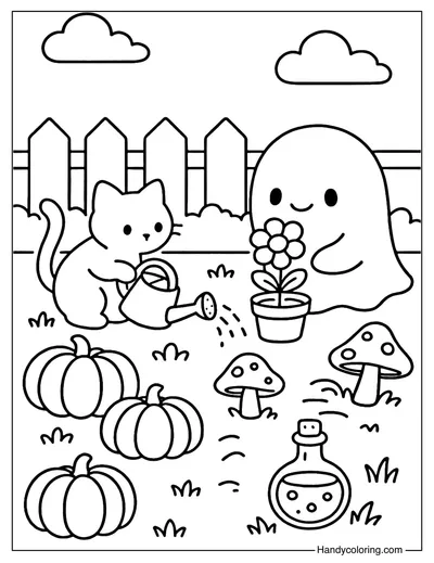 Magic Potions Garden Coloring Page