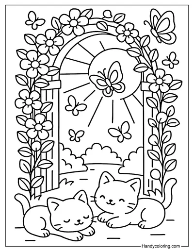Magical Butterfly Archway Coloring Page