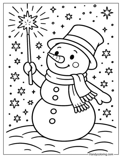 Magical Snowman Coloring Page