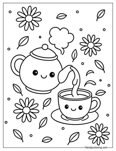 Magical Tea Pot Coloring Page