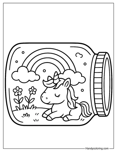 Magical Unicorn in a Whimsy Jar Coloring