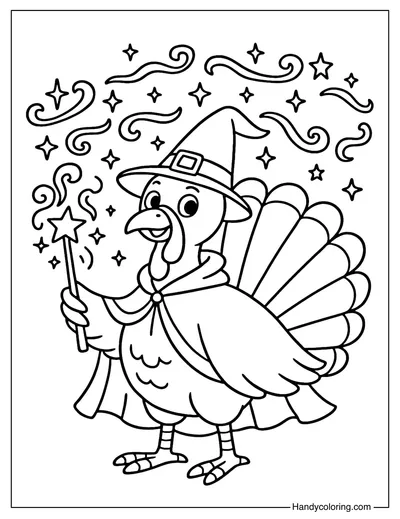 Magician Turkey Coloring Page