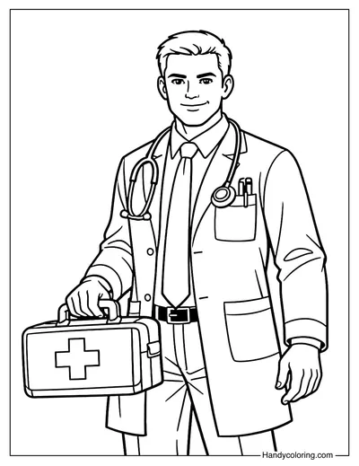 Male Doctor Coloring Page