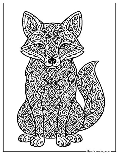 Mandala Fox Coloring Page
