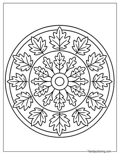 Mandala Leaves Coloring Page