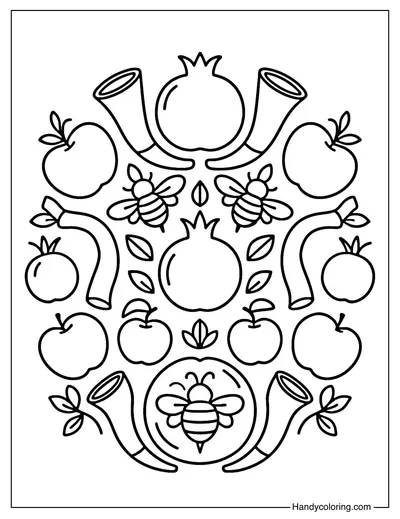 Mandala of Rosh Hashanah Coloring Page