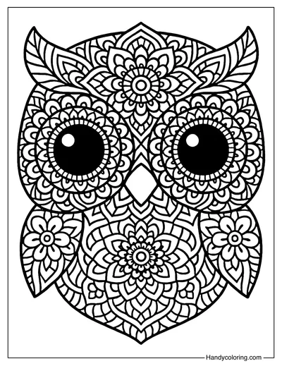 Mandala Owl Head Coloring Page