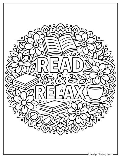 Mandala Reading Relax Coloring Page