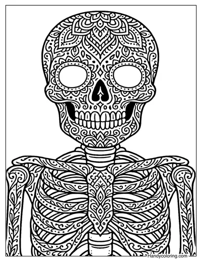 Mandala Skeleton Coloring Page