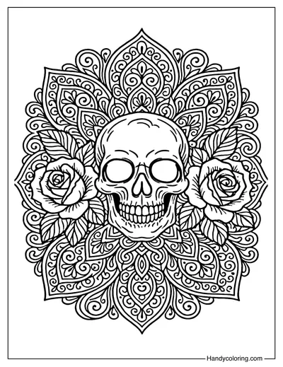 Mandala Skulls Coloring Page