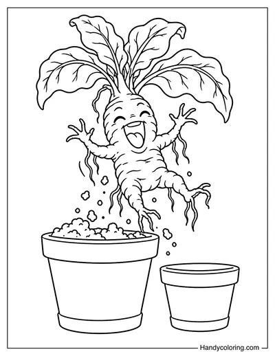 Mandrake Being Pulled from a Flowerpot