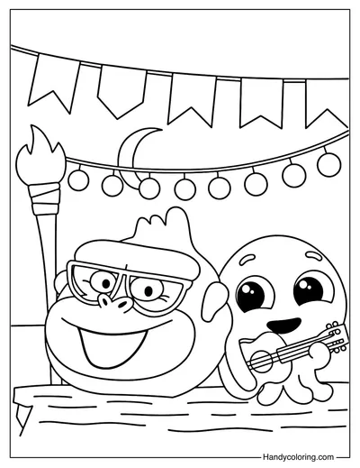 Mango Banana and Pow Coloring Page