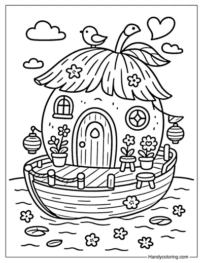 Mango Boat House Coloring Page