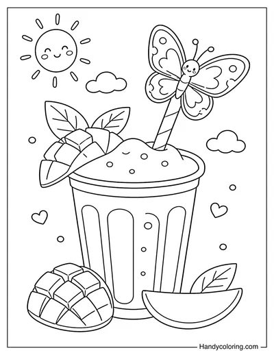 Mango Smoothie with Butterfly Decoration