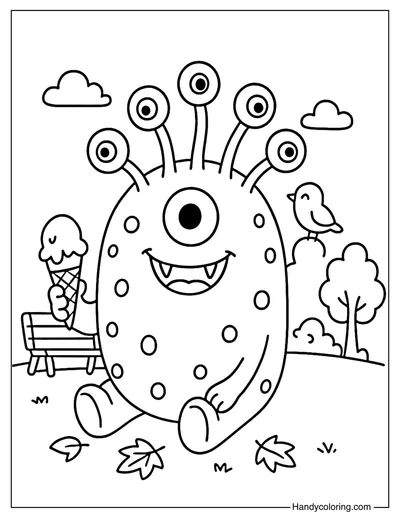 Many Eyed Monster Coloring Page