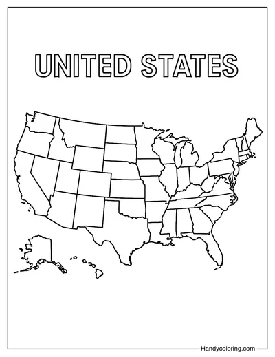 Map of the United States Coloring Page