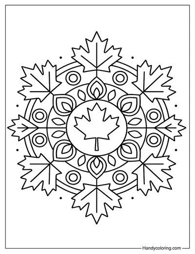 Maple Leaf Mandala Coloring Page