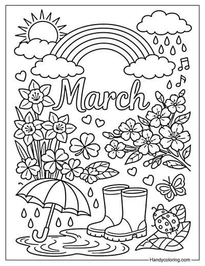 March Nature Coloring Page