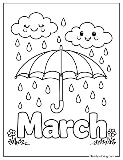 March Rainy Day Coloring Page