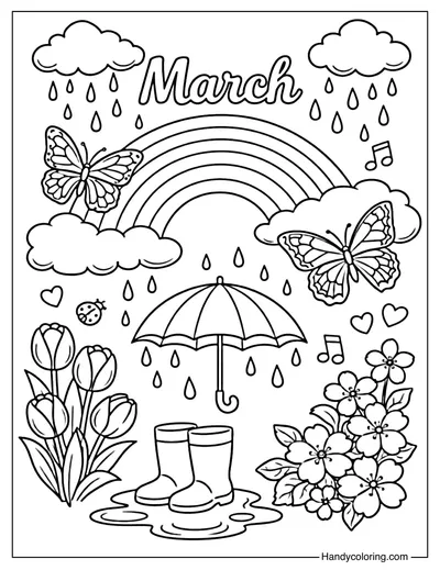 March Spring Coloring Book