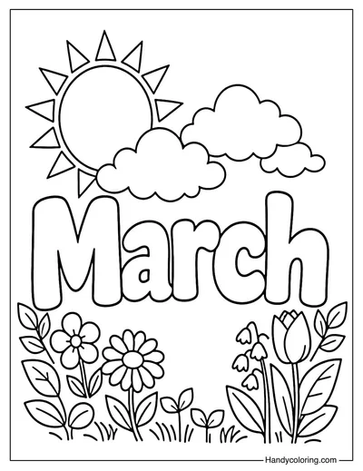 March Spring Coloring Page