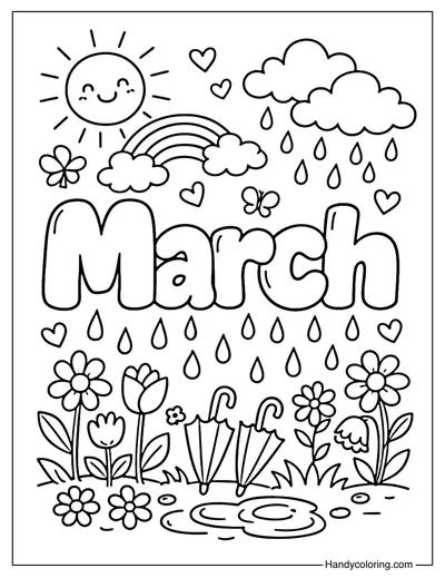 March with Spring Coloring Page