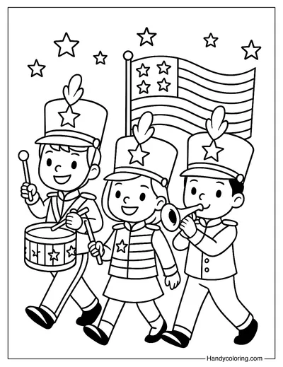Marching Band Fun Coloring Page