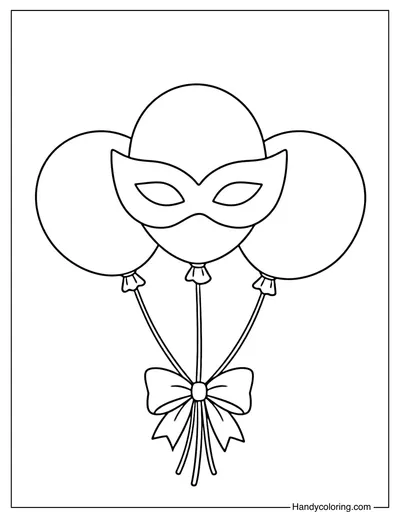 Mardi Gras Balloons Coloring Page
