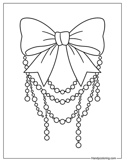 Mardi Gras Bow and Beads Coloring Page